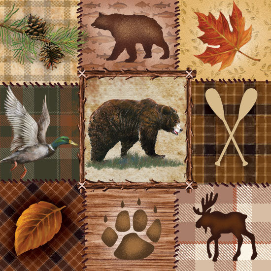 Ed Wargo ED378 - Wildlife Icons Bears, Moose, Plaid, Leaves, Collage, Icons, Oars, Duck, Pinecones from Penny Lane