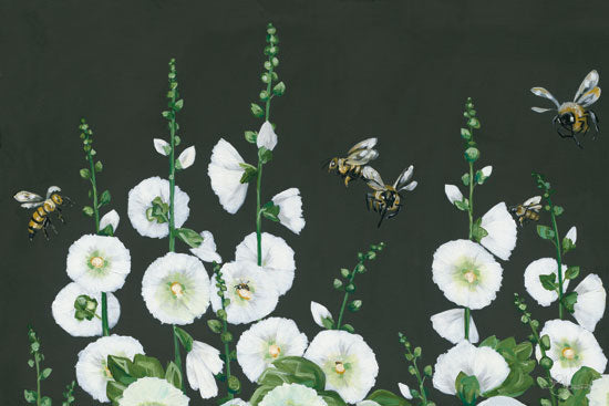 Hollihocks Art HH143 - HH143 - Bees - 18x12 White Flowers, Flowers, Bees, Chalkboard from Penny Lane