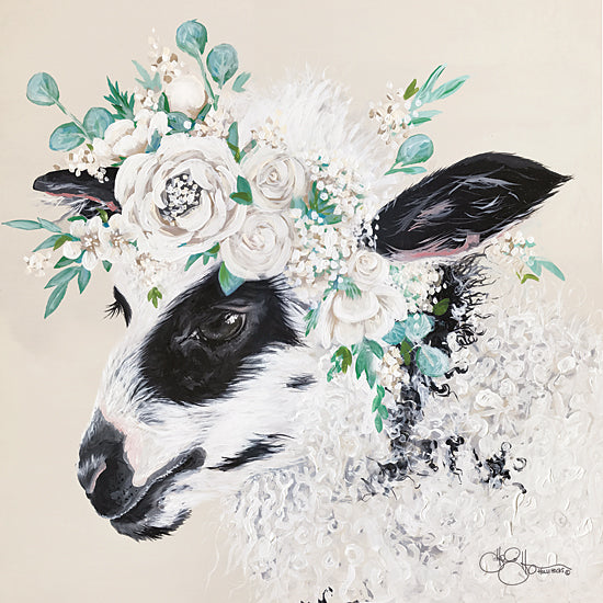 Hollihocks Art HH150 - HH150 - Grace the Lamb - 12x12 Portrait, Lamb, Sheep, Floral, Botanical, Farm Animals from Penny Lane