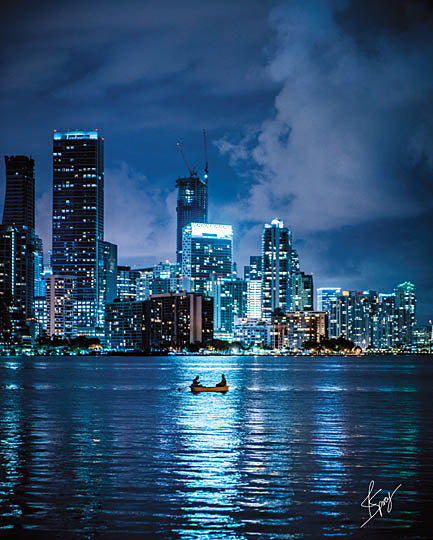 Justin Spivey JDS202 - Reflective Fishing - New York City, Skyline, Blue, Reflection, Fishing from Penny Lane Publishing