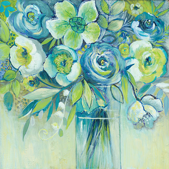 JG Studios JGS116 - JGS116 - Spring Symphony - 12x12 Flowers, Glass Jar, Jar, Bouquet, Abstract, Blue Flowers from Penny Lane