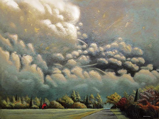 JG Studios JGS226 - JGS226 - Wainscot, Approaching Storm     - 18x12 Abstract, Trees, Roads, Stormy Weather, Nature from Penny Lane