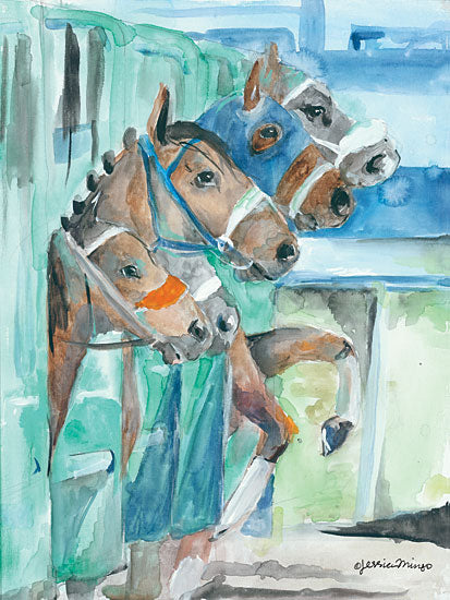 Jessica Mingo JM174 - JM174 - Starting Line - 12x16 Starting Line, Horses, Derby, Horse Race, Horse Racing from Penny Lane