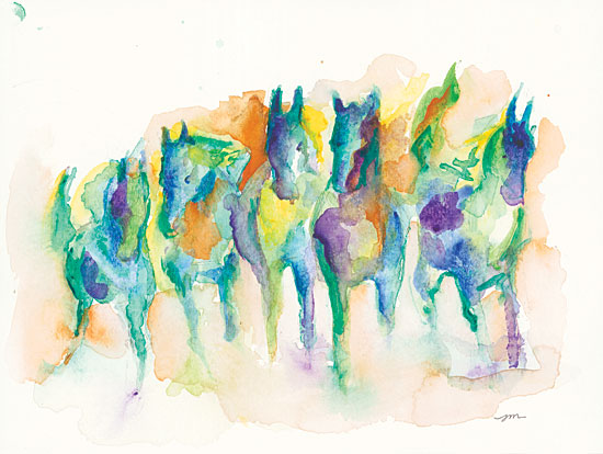 Jessica Mingo JM177 - JM177 - Watercolor Horses - 16x12 Horses, Abstract from Penny Lane