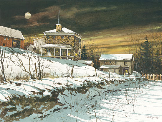 John Rossini JR313 - Moon Shadows - Moon, Snow, Winter, Stone House, Field from Penny Lane Publishing