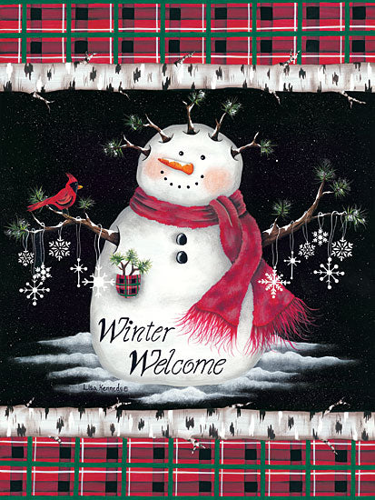 Lisa Kennedy KEN1043 - Winter Welcome - 12x16 Snowmen, Plaid, Holidays, Winter, Chalkboard, Winter Welcome, Snowflakes from Penny Lane