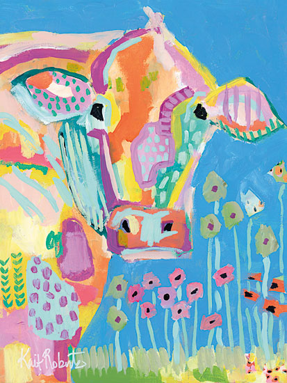 Kait Roberts KR119 - Moo Series: Lucy - Cow, Patchwork, Modern, Colorful, Abstract from Penny Lane Publishing