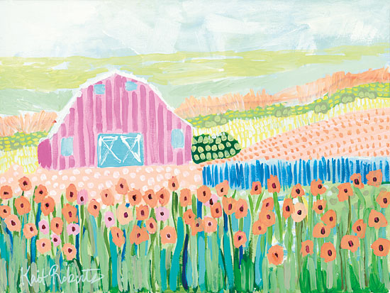 Kait Roberts KR137 - Strolling the Farm - Wildflowers, Pastel Colors, Field, Farm, Barn, Modern from Penny Lane Publishing