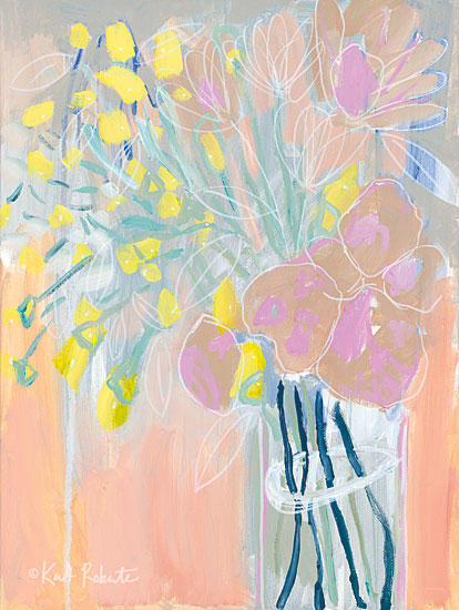 Kait Roberts KR160 - Maybe She's a Wildflower Abstract, Flowers, Vase, Pink, Yellow from Penny Lane