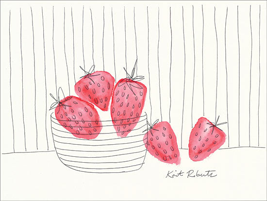 Kait Roberts KR288 - Sweet as Strawberries - 12x16 Strawberries, Fruit, Abstract, Kitchen, Bowl from Penny Lane