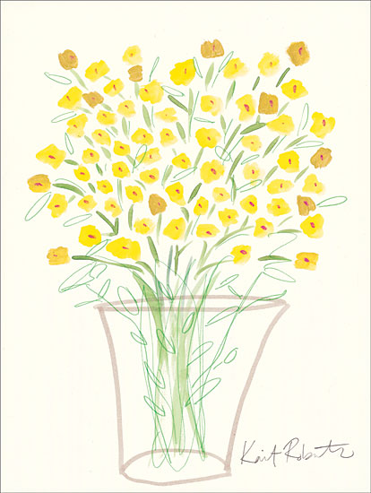 Kait Roberts KR293 - Lemon Blooms - 16x12 Abstract, Flowers, Yellow Flowers, Vase from Penny Lane