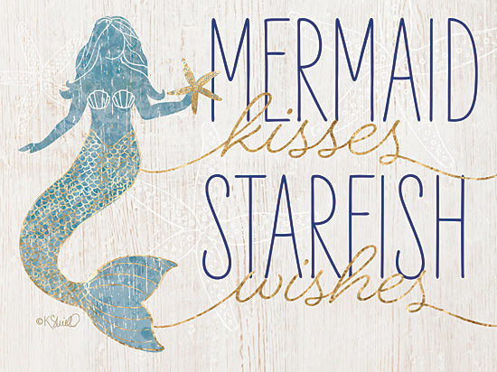 Kate Sherrill KS126 - KS126 - Mermaid Kisses Starfish Wishes - 16x12 Mermaid, Coastal, Starfish, Nautical, Signs from Penny Lane