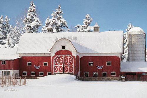 Lori Deiter LD1199 - Red, White and Cold - Barn, Farm, Snow, Winter, Pine Trees from Penny Lane Publishing