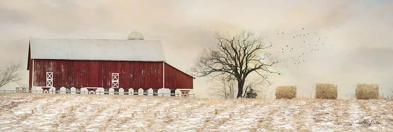Lori Deiter LD1217 - A Sign of Life - Barn, Haystacks, Field, Winter, Snow from Penny Lane Publishing