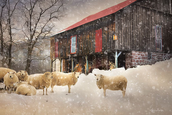 Lori Deiter LD1533 - Wool Coats - 18x12 Sheep, Snow, Barn, Winter, Farm, Herd from Penny Lane