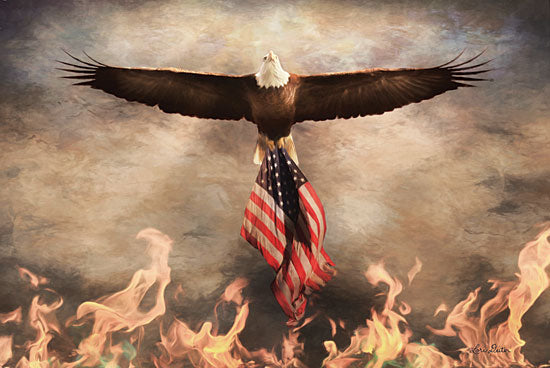 Lori Deiter LD1543 - Blaze of Glory - 18x12 Eagle, American Flag, Fire, Patriotic from Penny Lane