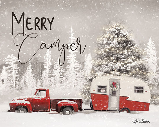 Lori Deiter LD1723 - LD1723 - Merry Camper   - 16x12 Camping, Camper, Truck, Winter, Snow, Trees from Penny Lane