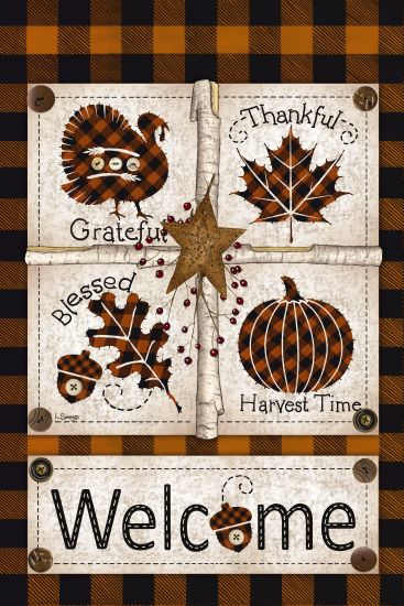 Linda Spivey LS1737 - Autumn Welcome - 12x18 Fall Icons, Iconography, Thanksgiving, Pumpkins, Turkey, Acorns, Leaves, Barn Stars from Penny Lane