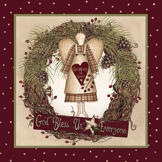 Linda Spivey LS1745 - Folk Angel Christmas Wreath - 12x12 Holiday, Wreath, Pinecones, Berries, Doll, Angel, Americana from Penny Lane
