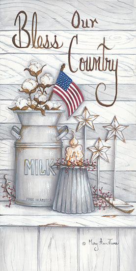 Mary Ann June MARY506 - Bless Our Country - Bless Our Country, American Flag, Cotton, Neutral from Penny Lane Publishing