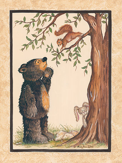Mary Ann June MARY517 - Surprise Bear, Bear Cub, Squirrel, Tree, Baby, Forest from Penny Lane