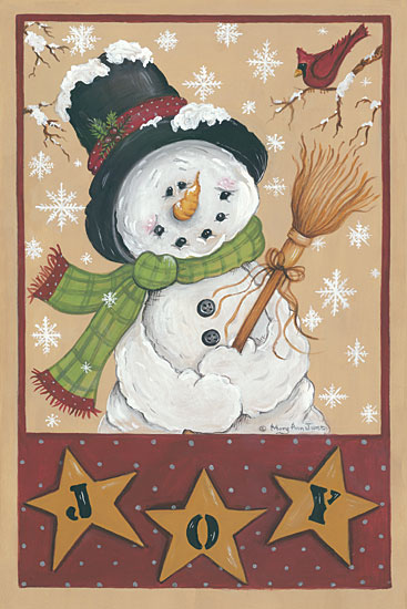 Mary Anne June MARY527 - A Snowman's Joy - 12x18 Snowman, Joy, Stars, Winter, Cardinal, Holidays from Penny Lane