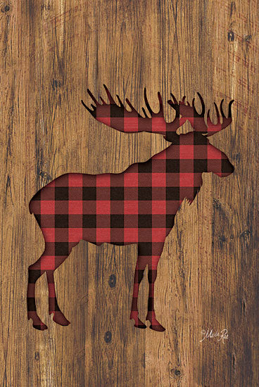 Marla Rae MAZ5197GP - Buffalo Plaid Moose - Moose, Plaid, Silhouette, Wood from Penny Lane Publishing