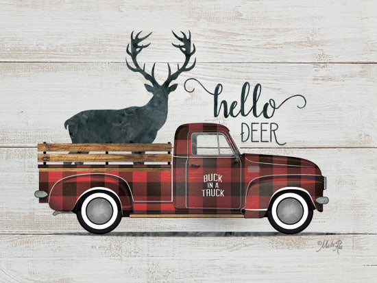 Marla Rae MAZ5244GP - Hello Deer Vintage Truck - Truck, Deer, Plaid, Hello from Penny Lane Publishing