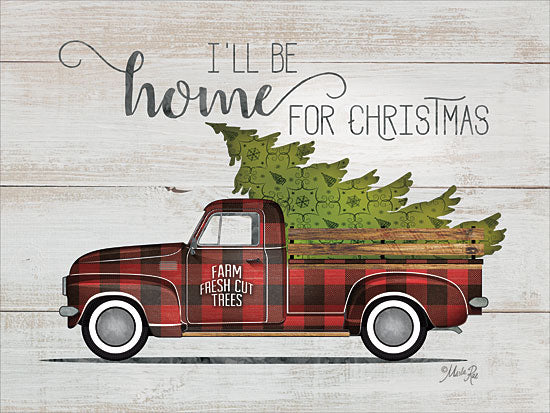 Marla Rae MAZ5359 - Home for Christmas Vintage Truck   - 16x12 Home for Christmas, Vintage Truck, Plaid, Christmas Trees, Truck, Tree Farm from Penny Lane