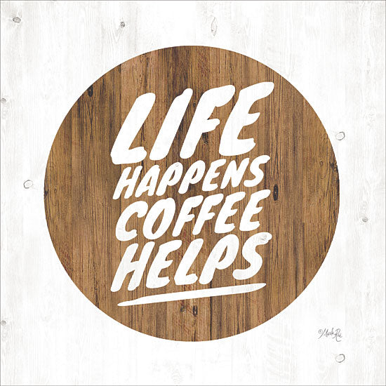 Marla Rae MAZ5436 - Life Happens Coffee Helps - 12x12 Life Happens, Coffee Helps, Humorous, Signs, Wood Background from Penny Lane