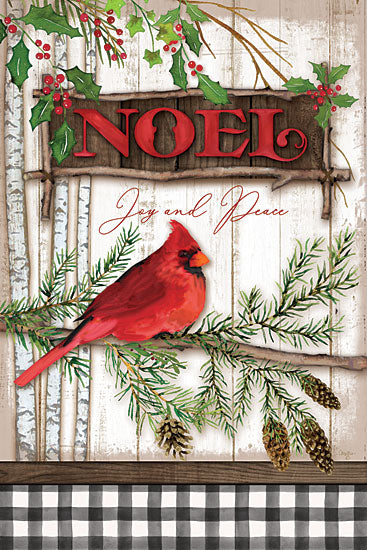 Mollie B. MOL1947 - Noel Cardinal - 12x18 Holidays, Noel, Cardinal, Buffalo Plaid, Greenery, Pinecones from Penny Lane