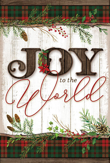 Mollie B. MOL1949 - Joy to the World - 12x18 Holidays, Joy to the World, Calligraphy, Pinecones, Greenery from Penny Lane