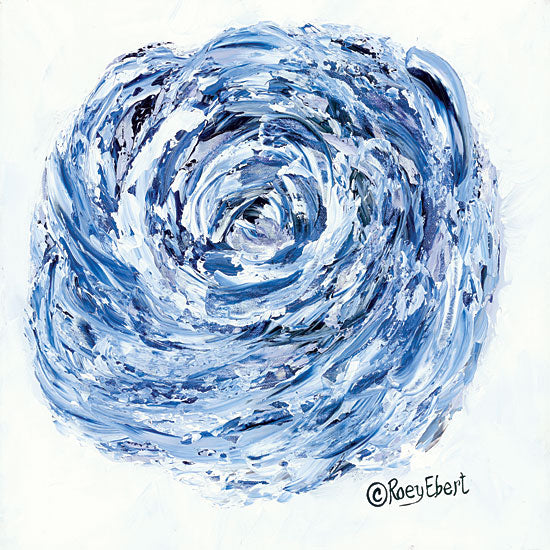 Roey Ebert REAR239 - Blue Rose - 12x12 Abstract, Flower, Botanical, Blue & White, Rose from Penny Lane