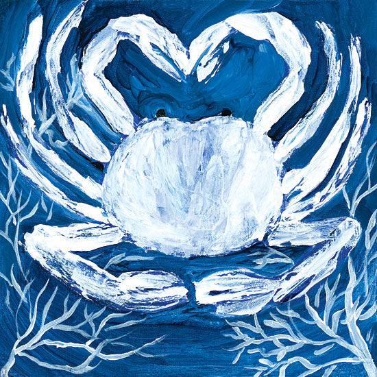 Roey Ebert REAR263 - Midnight Ghost Crab - 12x12 Crab, Coastal, Blue and White, Seaweed from Penny Lane