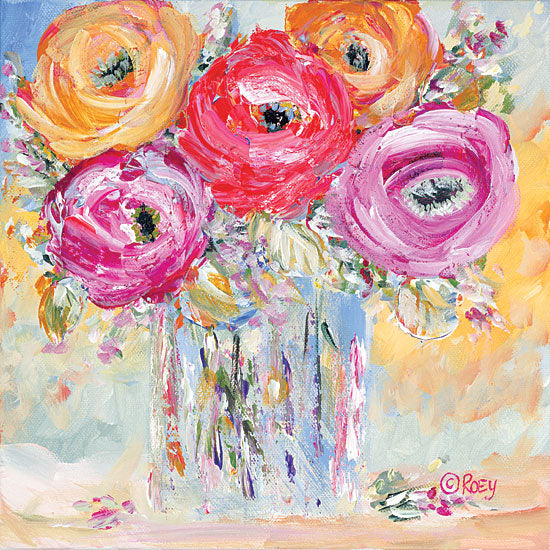 Roey Ebert REAR274 - REAR274 - Burst of Bloom - 12x12 Abstract, Flowers, Bouquet, Vase, Blooms from Penny Lane