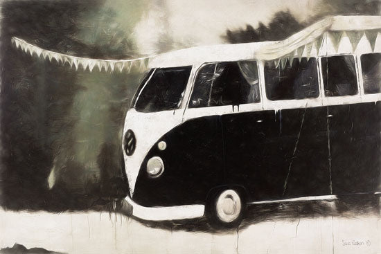 Suzi Redman RED105 - Gone Camping - 18x12 Van, Camper, VW, Campgrounds, Black & White from Penny Lane