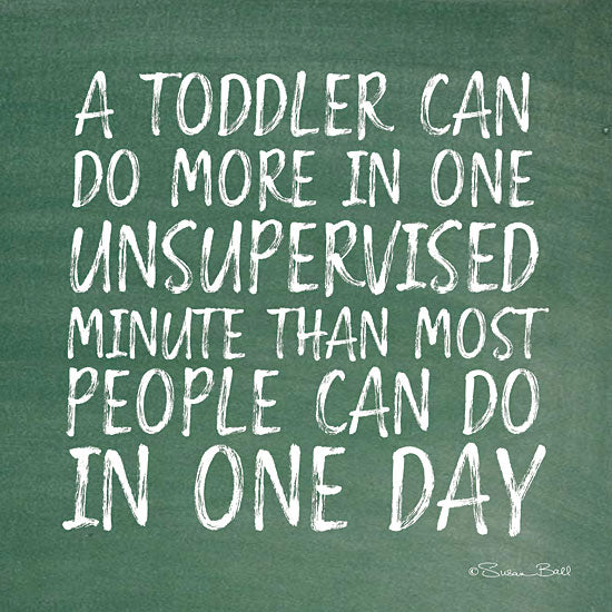 Susan Ball SB641 - One Unsupervised Minute - 12x12 Toddler, Kid's Art, Humorous, Green and White from Penny Lane