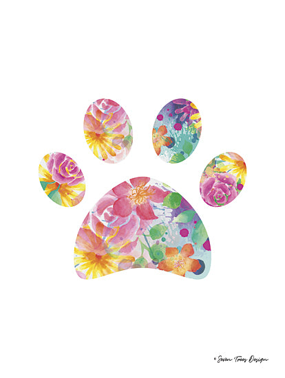 Seven Trees Design ST111 - Floral Paw - Paw Print, Flowers, Tropical from Penny Lane Publishing
