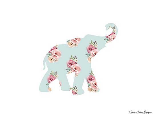 Seven Trees Design ST112 - Floral Elephant in Blue - Elephant, Flowers, Tropical, Roses from Penny Lane Publishing