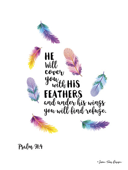 Seven Trees Design ST115 - He Will Cover You - Feathers, God, Bible Verse from Penny Lane Publishing