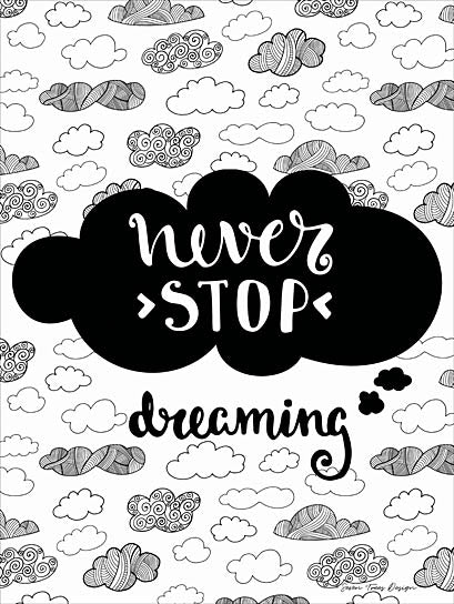 Seven Trees Design ST122 - Never Stop Dreaming - Dreaming, Clouds, Black & White, from Penny Lane Publishing