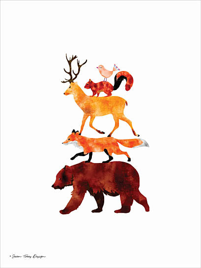 Seven Trees Design ST153 - Stacked Forest Animals - Bear, Fox, Deer, Squirrel, Bird, Stacked Animals from Penny Lane Publishing