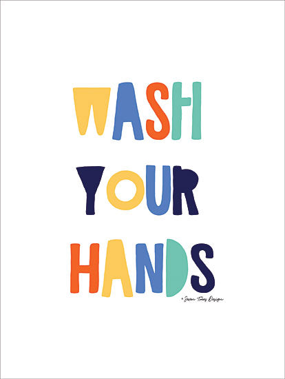 Seven Trees Design ST467 - Wash Your Hands - 12x16 Bath, Wash Your Hands, Rainbow Colors, Kids Art, Humorous from Penny Lane